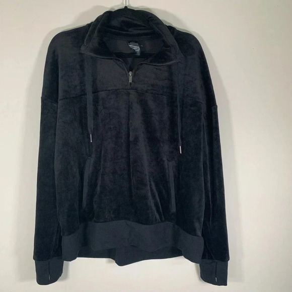 Champion Jacket Women’s Large Black Plush 1/4 Zip Pullover Long Sleeve - Picture 1 of 8